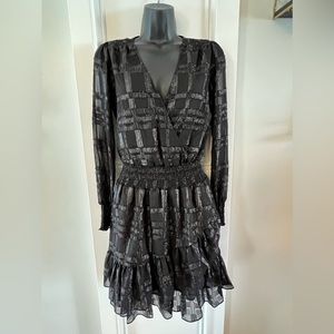 Michael Kors Black Metallic Ruffle Dress Sz 2p